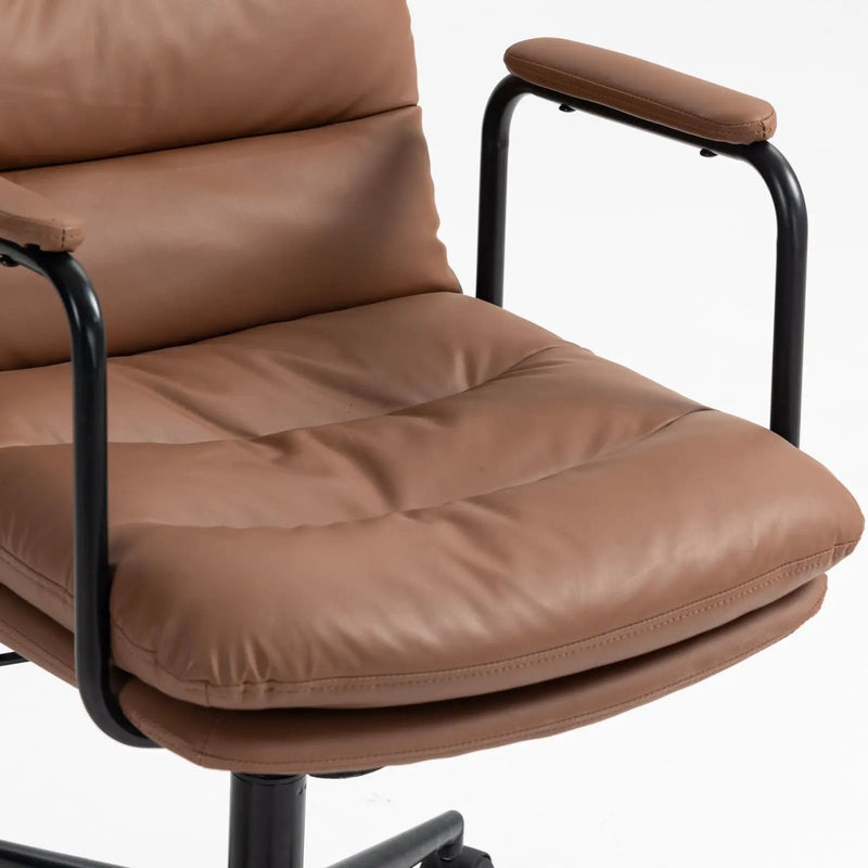 Office Chair, Mid Back Home Office Desk Task Chair With Wheels And Arms Ergonomic Computer Rolling Swivel Chair With Padded Armrest by HouseOfZazla