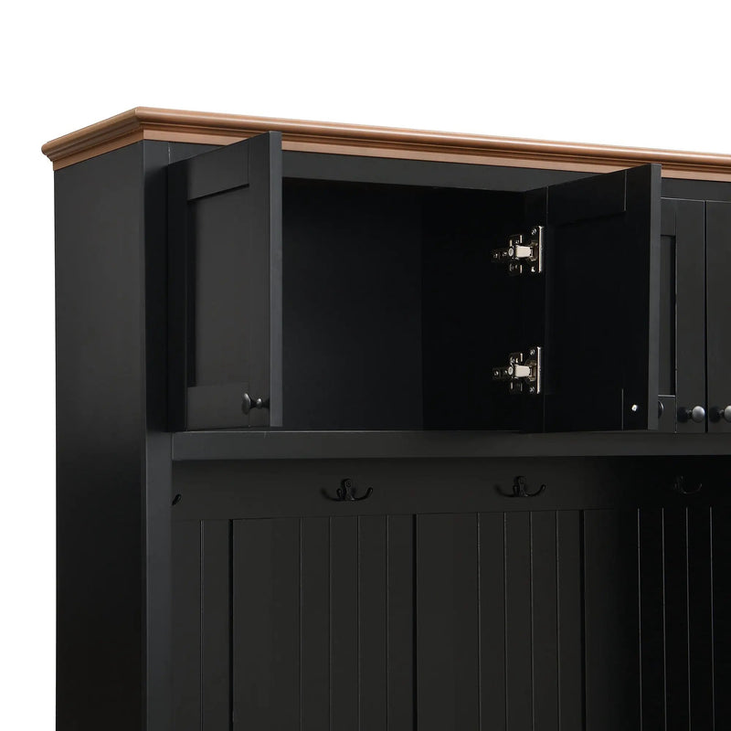 Entryway Hall Tree With Storage Bench, Coat Rack Shoe Bench With Cabinets by HouseOfZazla