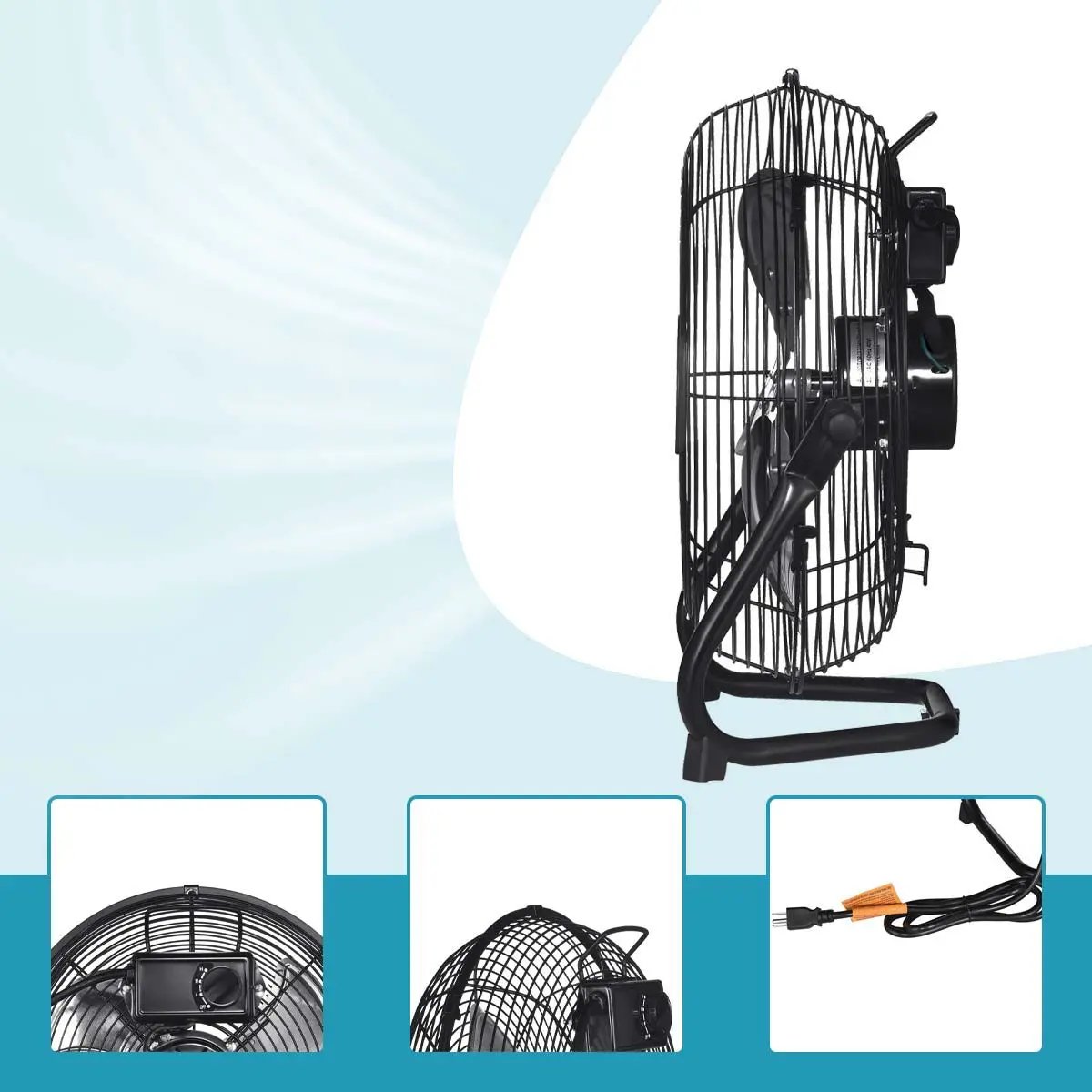 3 Speed High Velocity Industrial Heavy Duty Metal Floor Fan With Tilting Head For Outdoor / Indoor Use by HouseOfZazla