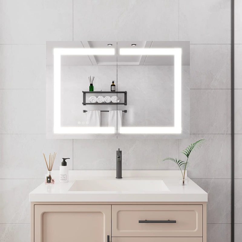 Medicine Cabinet With LED Vanity Mirror, Anti-Fog, Waterproof, Dimmable With Touch Switch by HouseOfZazla