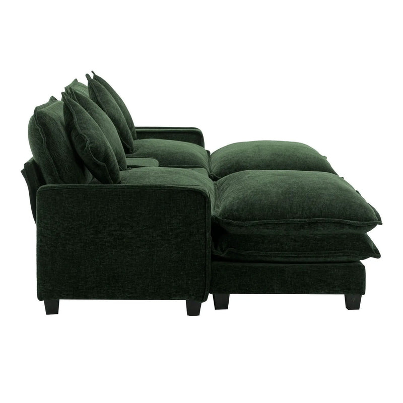 Sectional Sofa Upholstered Sofa With Two Removable Ottoman, Two USB Ports, Two Cup Holders And Large Storage Box For Living Room by HouseOfZazla