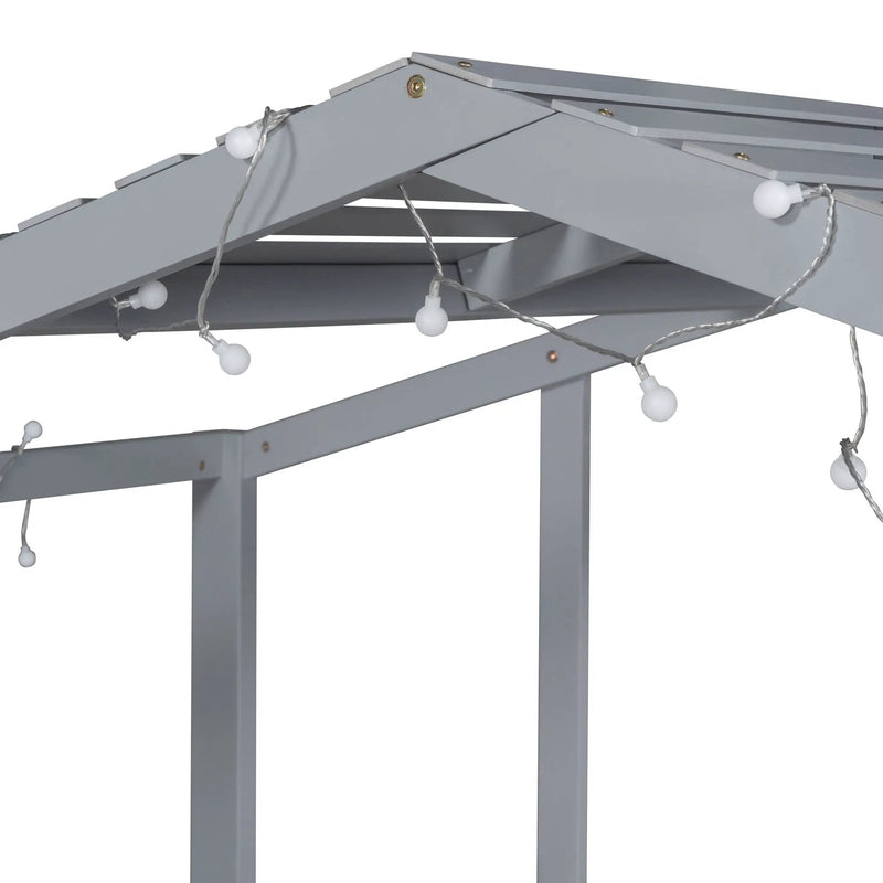 Loft House Bed With Ladder And Slide, With board And Light Strip On The Roof by HouseOfZazla