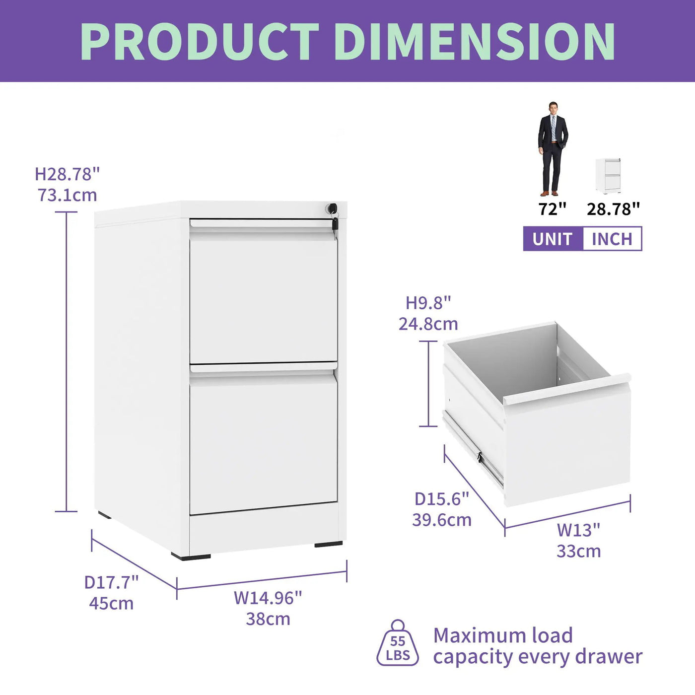 Steel Drawer Vertical File Cabinet With Lock For A4 Legal / Letter Size by HouseOfZazla
