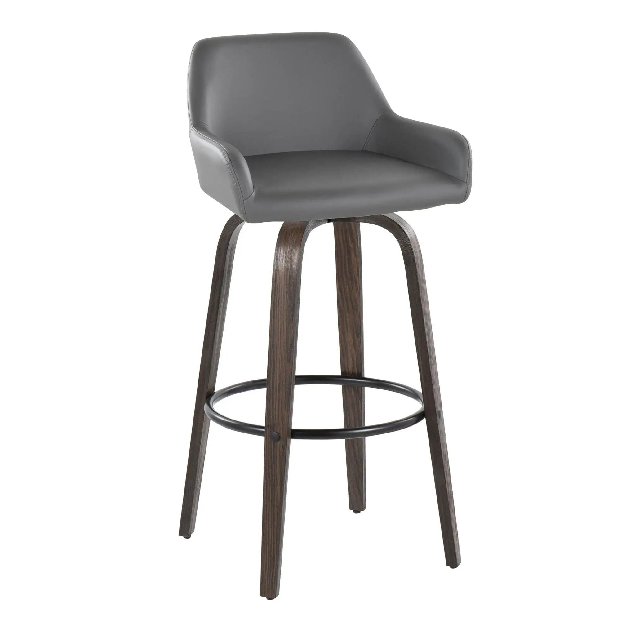 Daniella - Contemporary Fixed Height, Barstool With Swivel With Round Footrest (Set of 2) by HouseOfZazla
