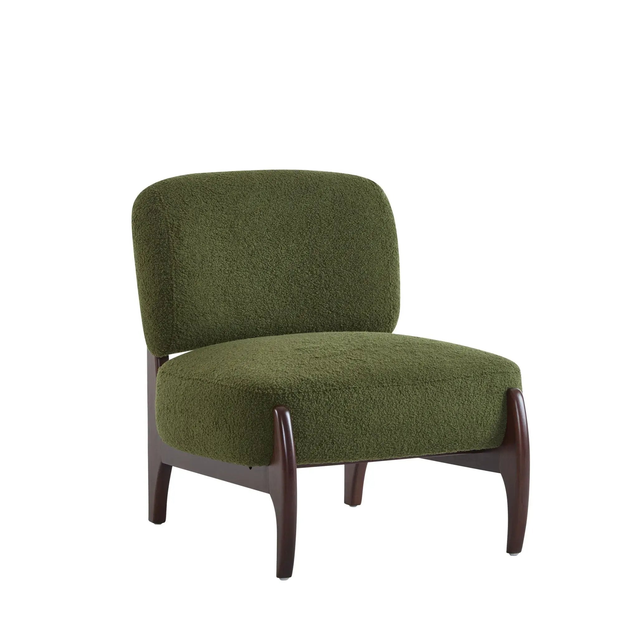 Modern Boucle Lounge Chair With Solid Wood Frame by HouseOfZazla