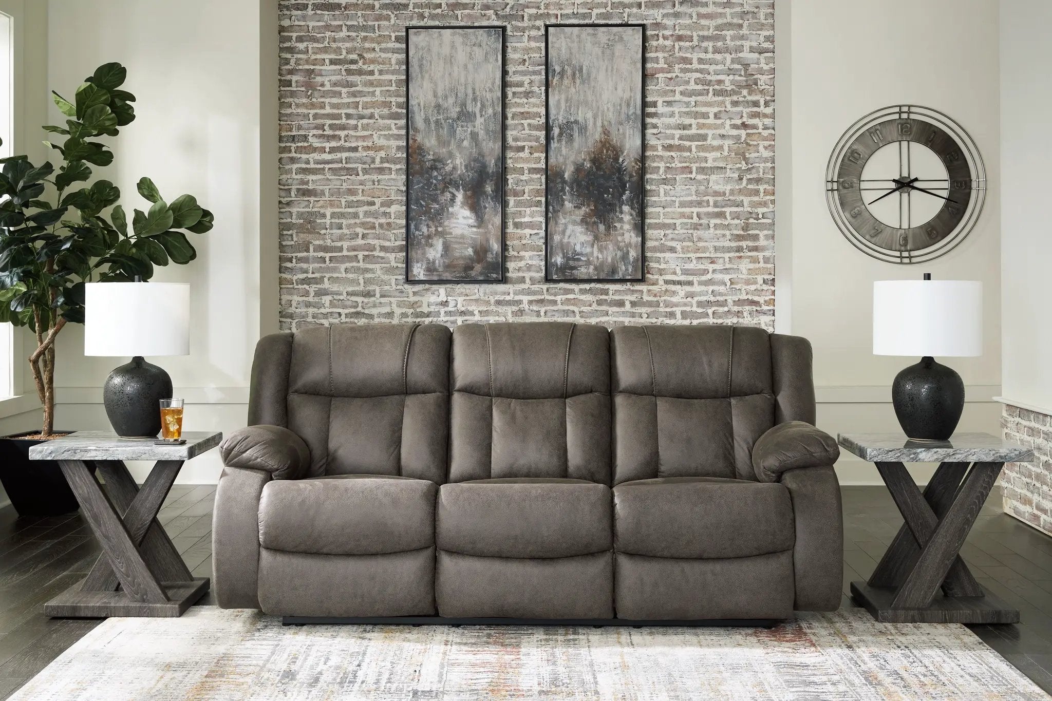 First Base - Reclining Sofa - Gunmetal by Unique Piece Furniture