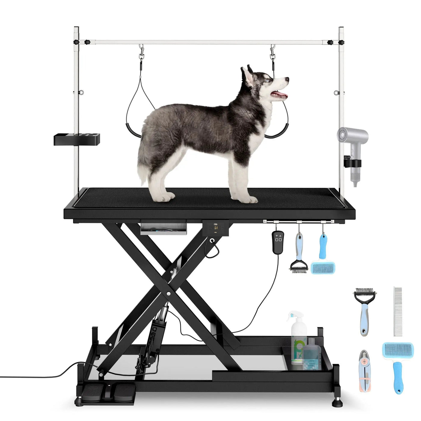 Super Deluxe Electric Pet Grooming Table, Height Adjustable by HouseOfZazla
