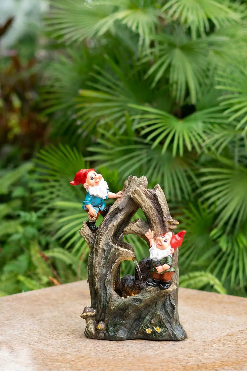 Decorative Woodland Gnome Water Fountain With LED Light - Brown by HouseOfZazla