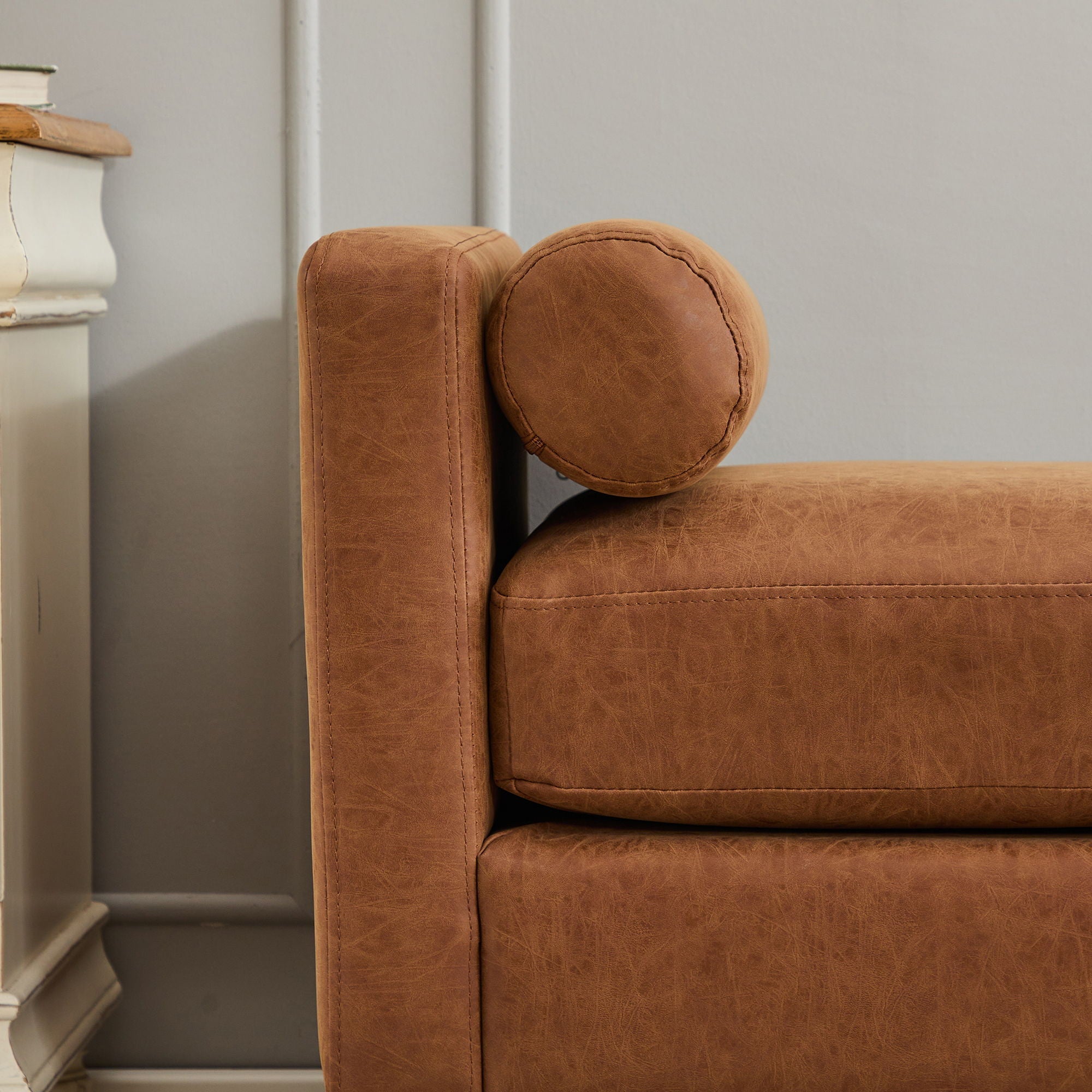 Elegant Upholstered Bench Daybed Ottoman With Bolster Pillows by HouseOfZazla