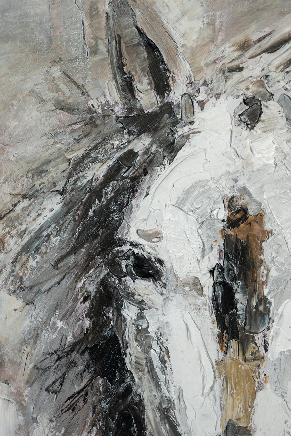 35.4x47.2x1.2" Hand-Painted White Horse Artwork by HouseOfZazla