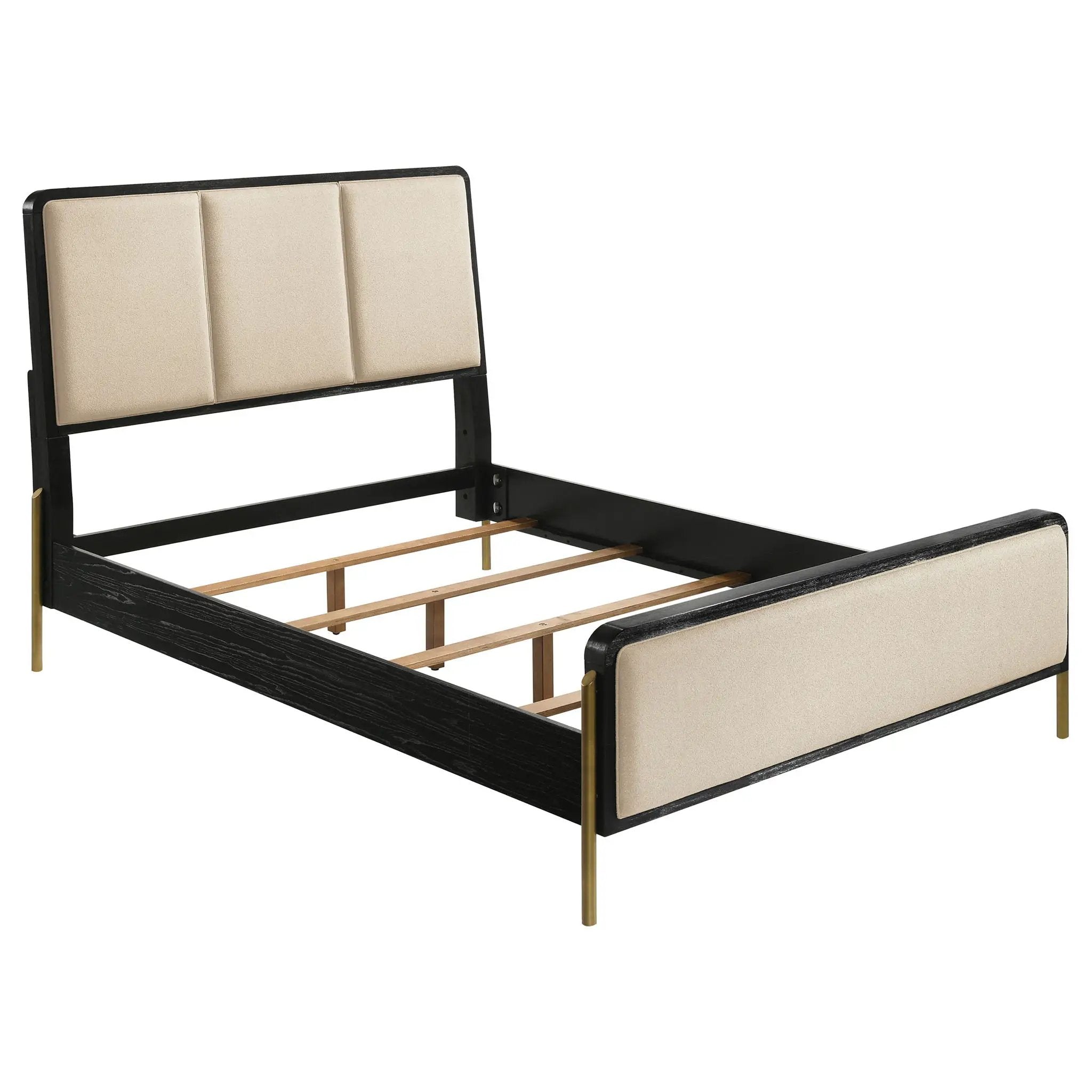 Arini 56-inch California King Panel Bed Cream and Black by Unique Piece Furniture