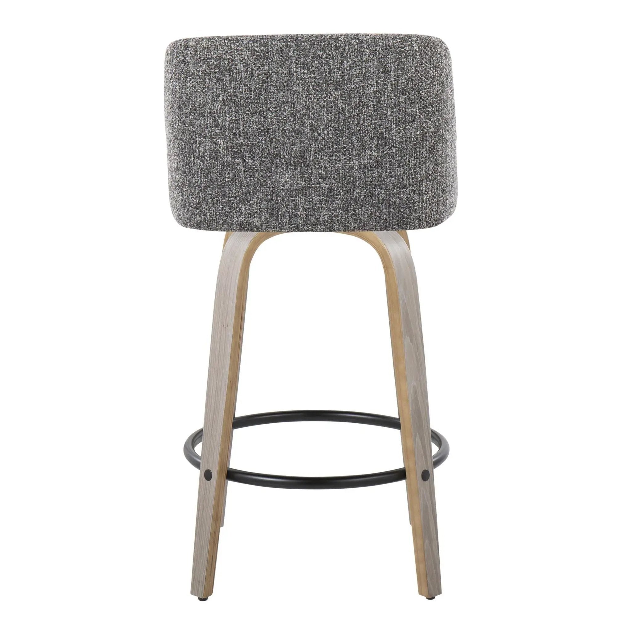 Toriano - Contemporary Fixed Height Counter Stool With Swivel & Round Footrest (Set of 2) by HouseOfZazla
