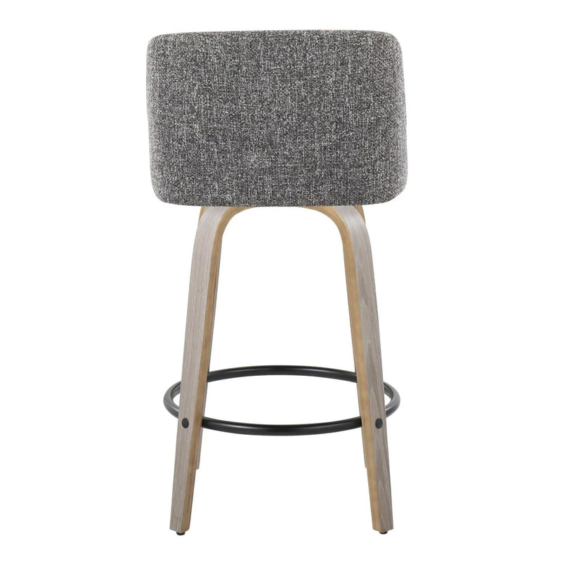 Toriano - Contemporary Fixed Height Counter Stool With Swivel & Round Footrest (Set of 2) by HouseOfZazla