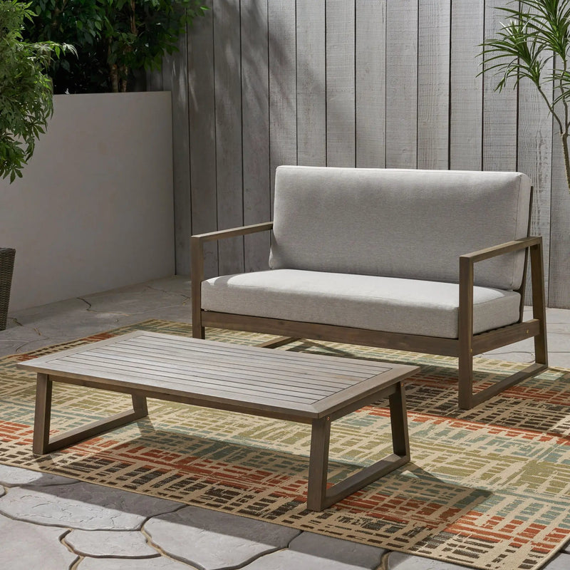 Belgian Loveseat & Coffee Table Set With Water Resistant Cushions by HouseOfZazla