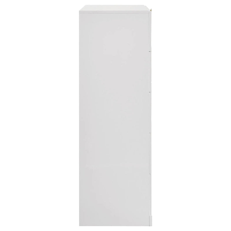 Ines 5-drawer Bedroom Chest of Drawers White High Gloss by Unique Piece Furniture