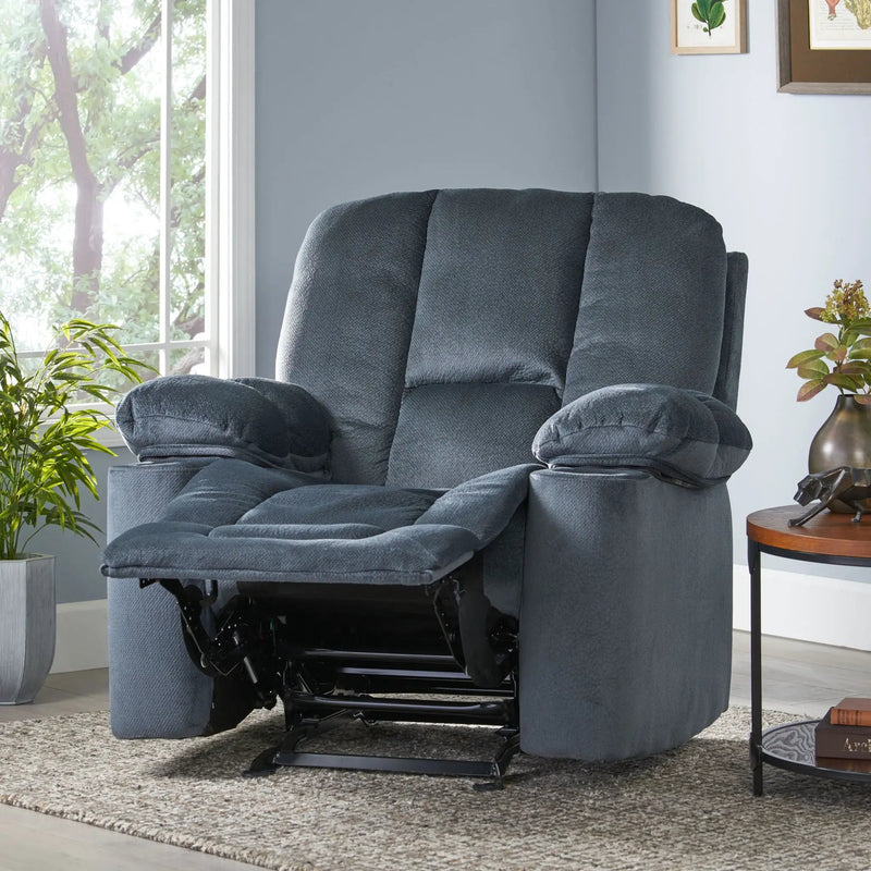 Luxurious Manual Recliner Chair With Skin-Friendly Fabric And Dual Cup Holders by Unique Piece Furniture