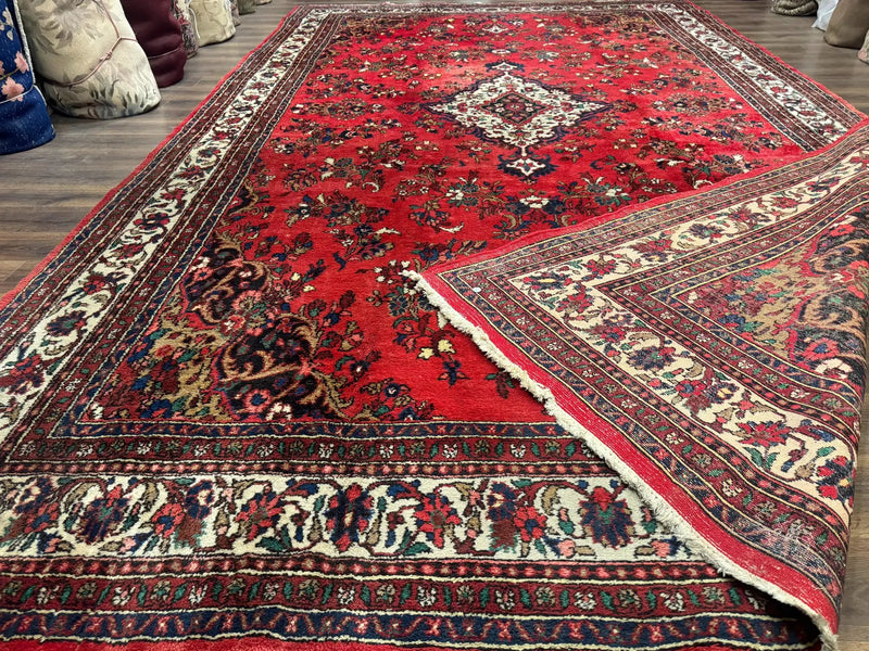 Palace Size Persian Rug 11x18, Red, Bibikabad Rug, Handmade Large Wool Carpet, Persian Hamadan Rug, Dargazin Rug by Jewel Rugs