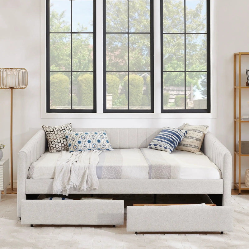 Upholstered Queen Daybed With 2 Drawers by Unique Piece Furniture