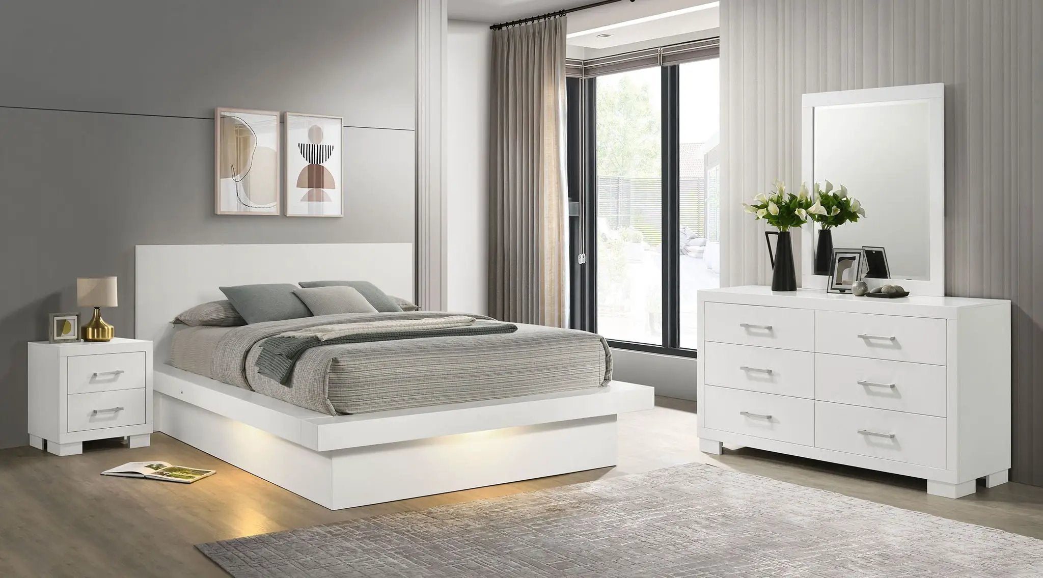 Jessica 4-piece Queen LED Bedroom Set Snow White by Unique Piece Furniture
