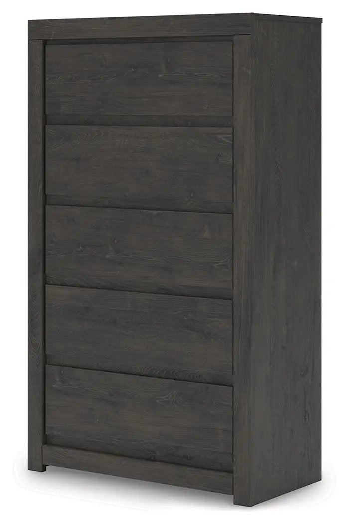Fraluna - Five Drawer Chest - Charcoal by Unique Piece Furniture