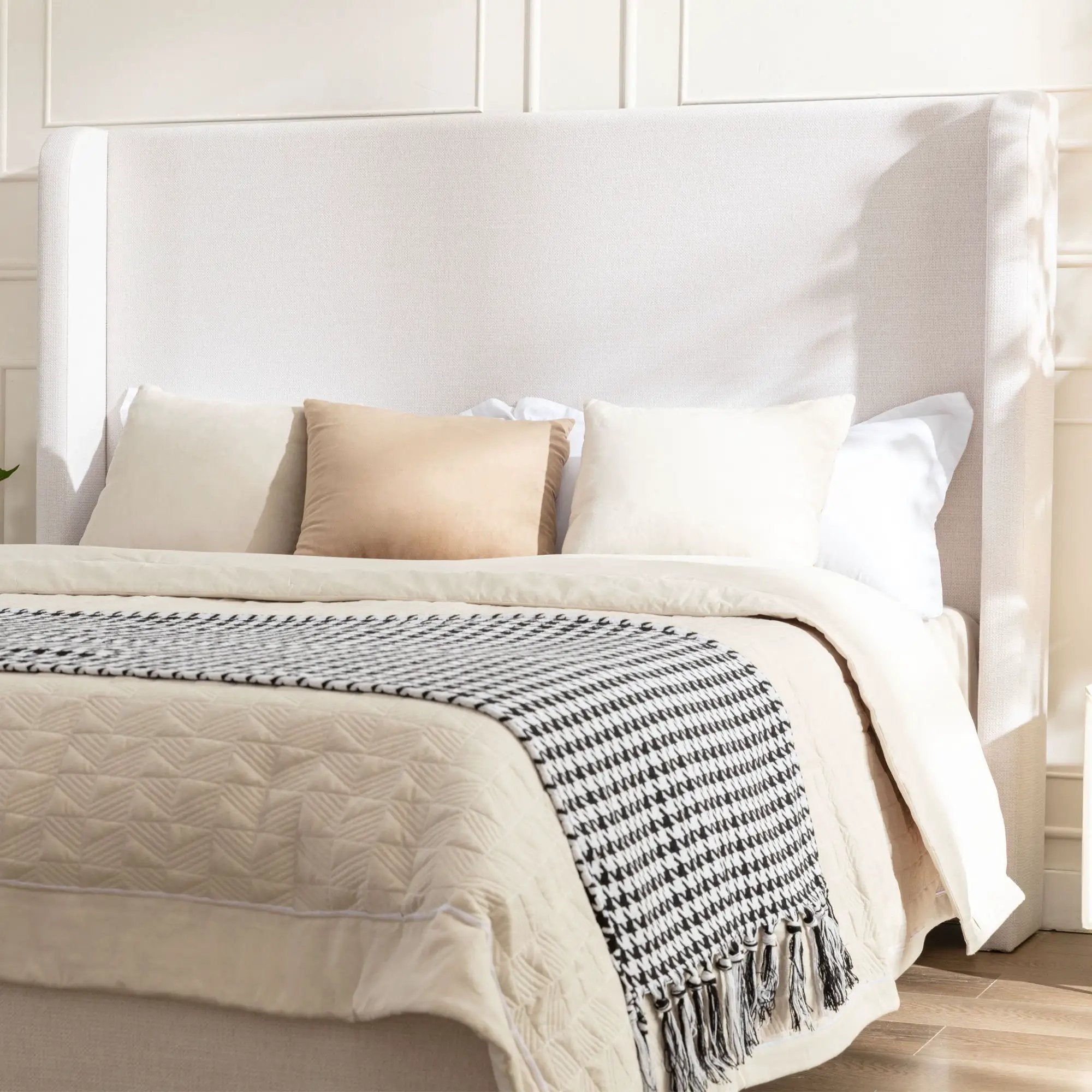 Hayden - Upholstered Wingback Bed With Tall Headboard by HouseOfZazla