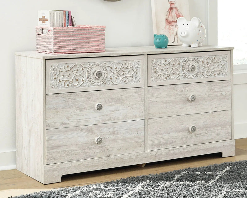 Paxberry - Six Drawer Dresser - Vinyl-Wrapped - Whitewash by Unique Piece Furniture