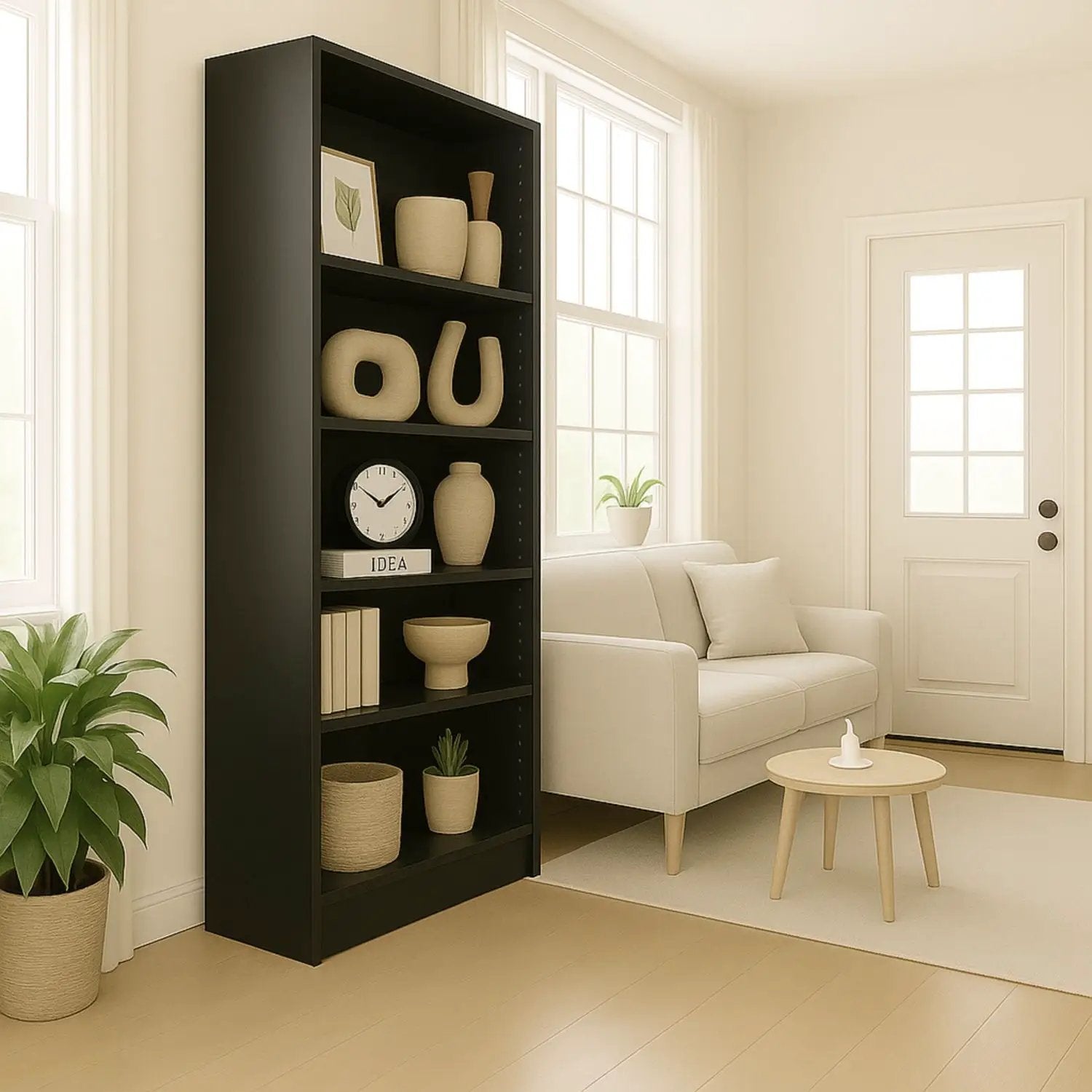 5 Tier Bookshelf Storage Cabinet With Anti-Tip Kit by Unique Piece Furniture