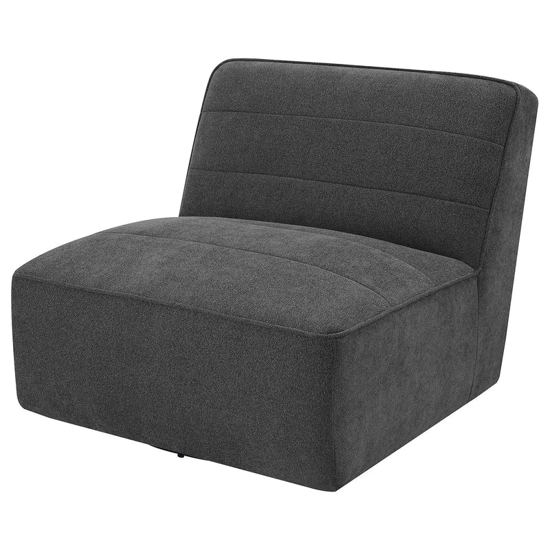 Manhattan - Swivel Tufted Chair Armless Accent Chair, 360 Degree Swivel Base - Charcoal by HouseOfZazla