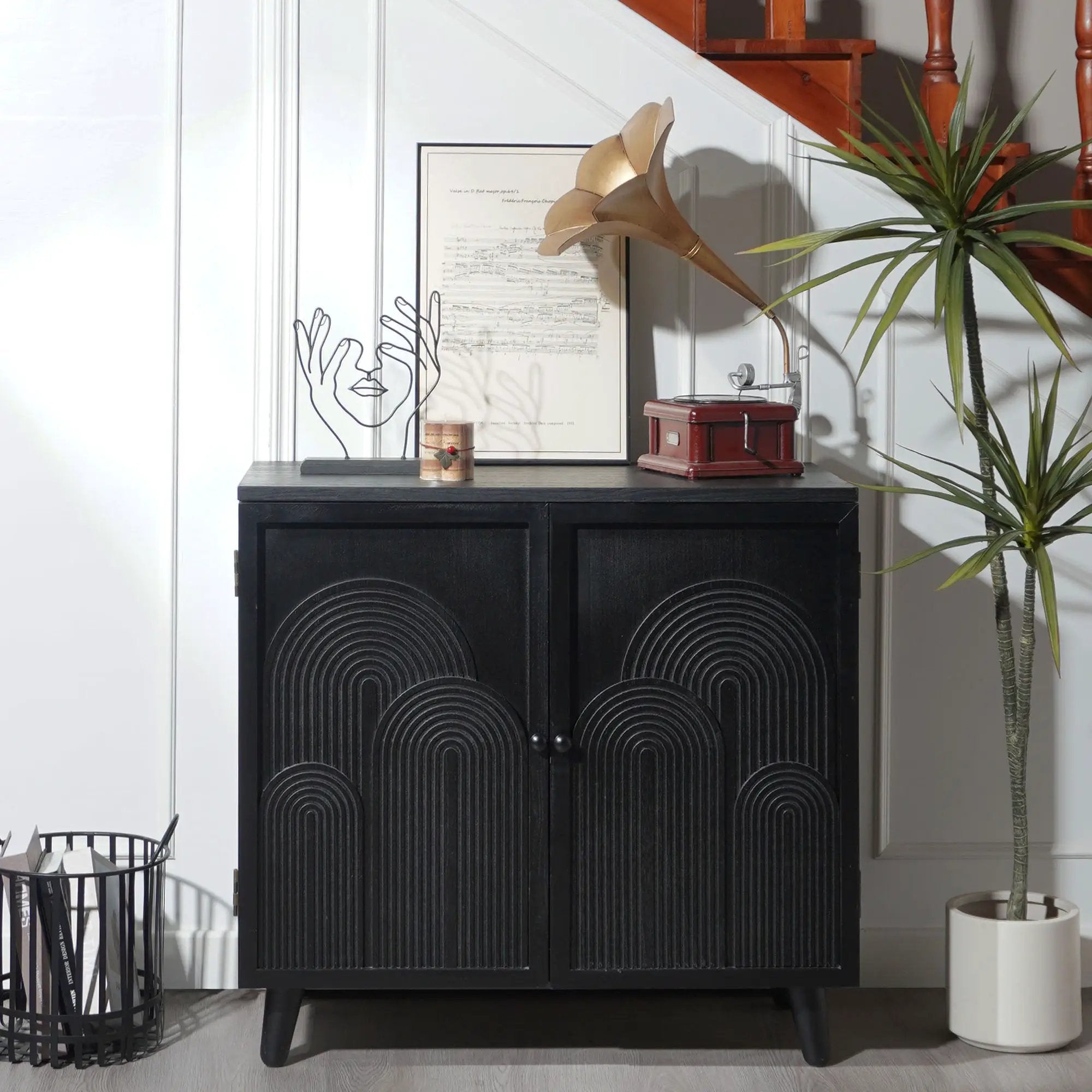 2 Door Accent Cabinet Storage Cabinet With Adjustable Shelf - Black by Unique Piece Furniture