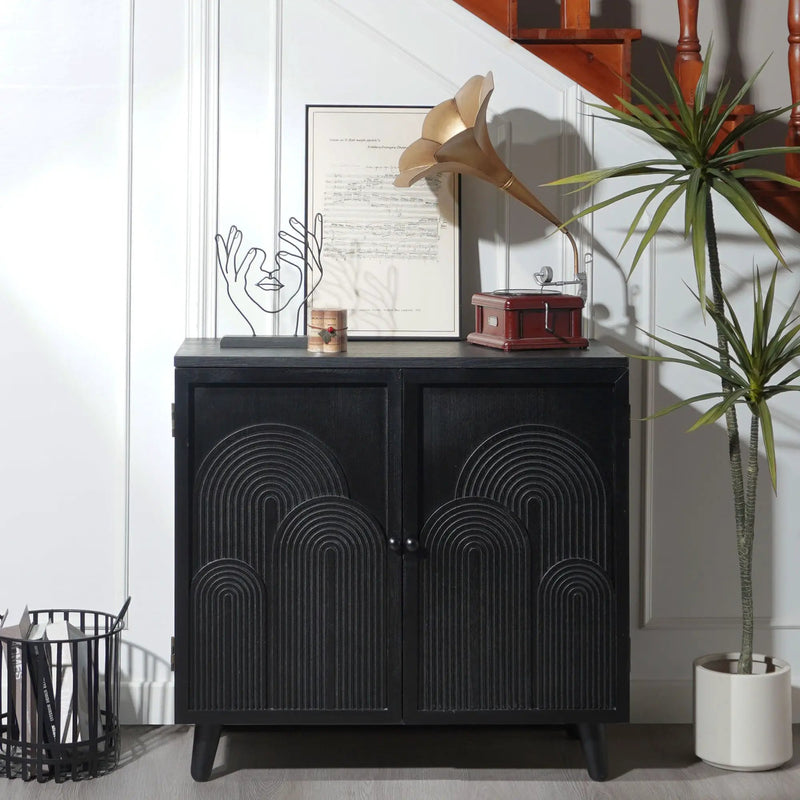 2 Door Accent Cabinet Storage Cabinet With Adjustable Shelf - Black by Unique Piece Furniture
