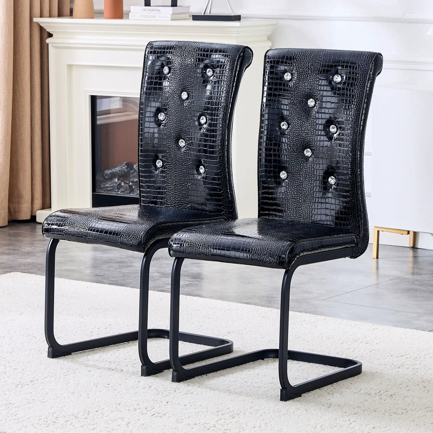 Alligator Skin Upholstered Dining Chairs by Unique Piece Furniture