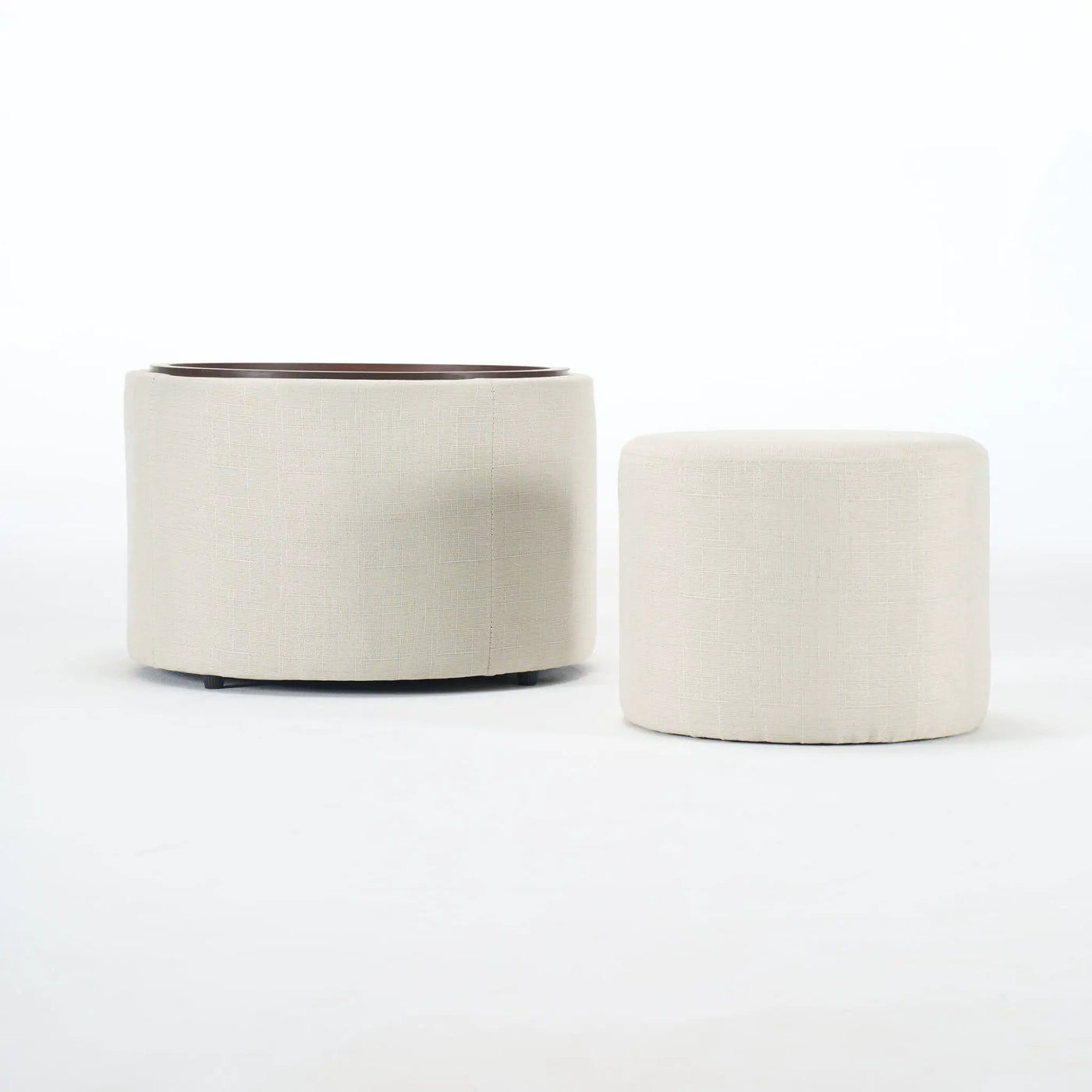 Nesting Ottomans, Round Coffee Table & Bench With Tray (Set of 2) by HouseOfZazla