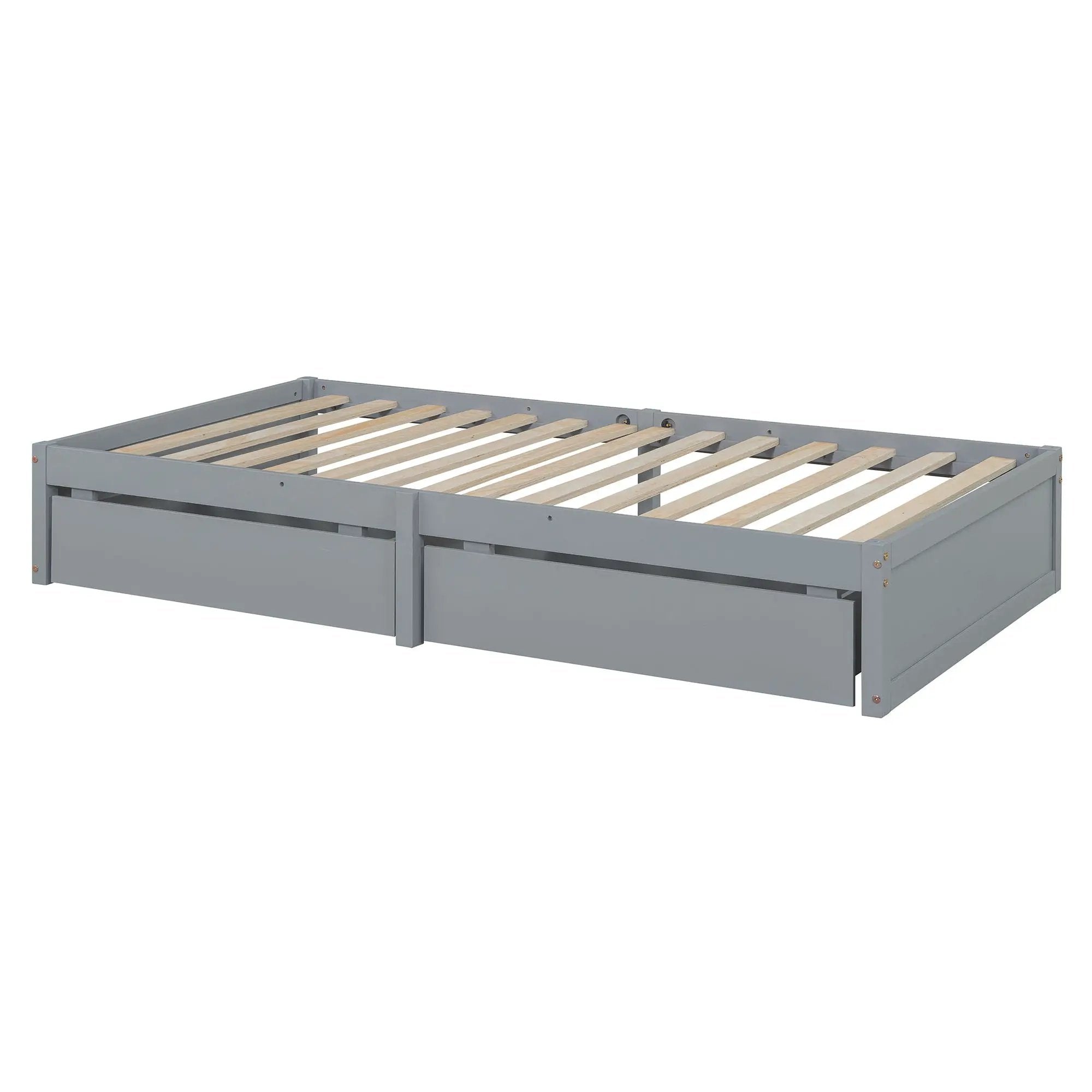Daybed With Fence Guardrails And 2 Drawers, Split Into Independent Floor Bed & Daybed by HouseOfZazla