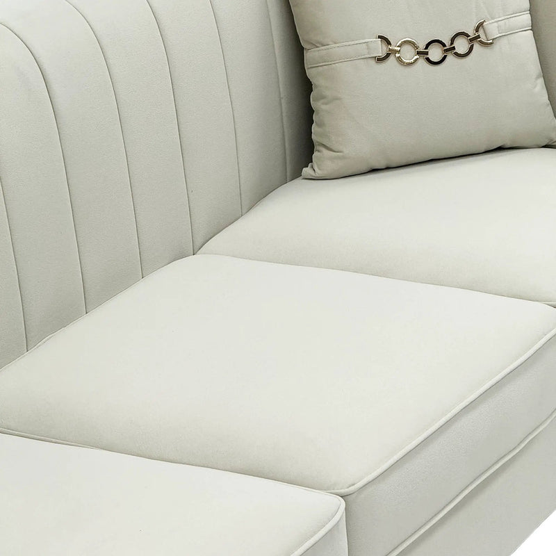 FX-P82B-BE (834-3 Sofa) Velvet 3-Seater Sofa by HouseOfZazla