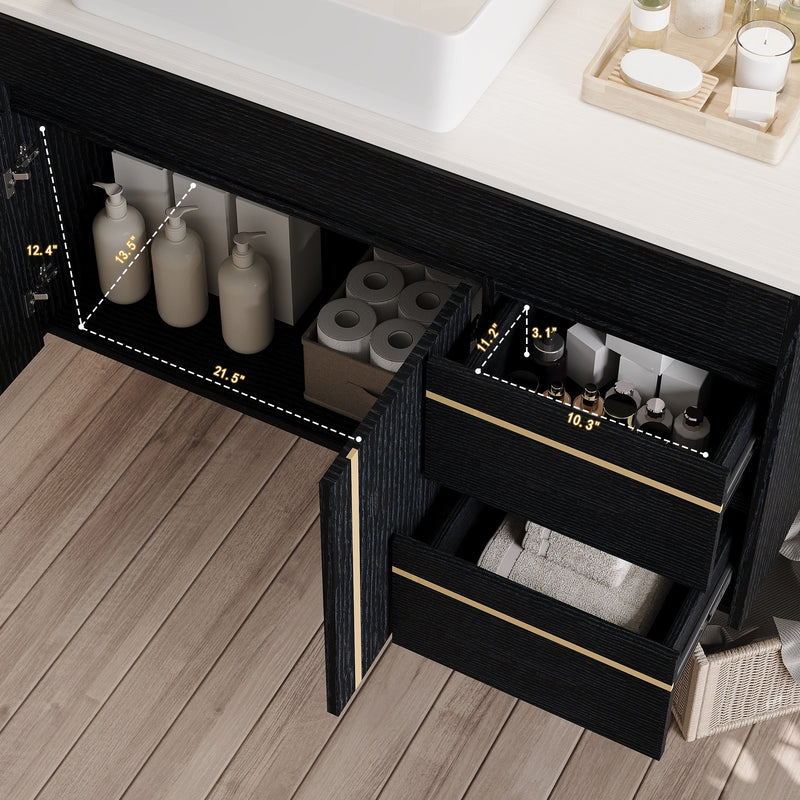 36" Wall-Mounted Bathroom Vanity with Vessel Ceramic Sink & Plywood Countertop by HouseOfZazla