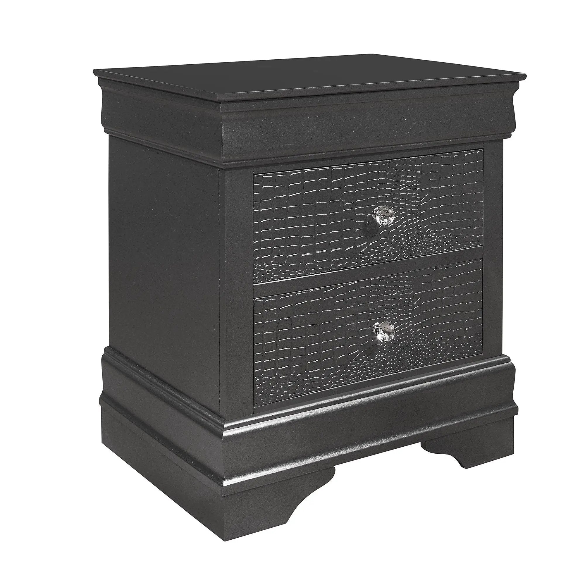 Shaker - Crocodile Metallic Nightstand by Unique Piece Furniture