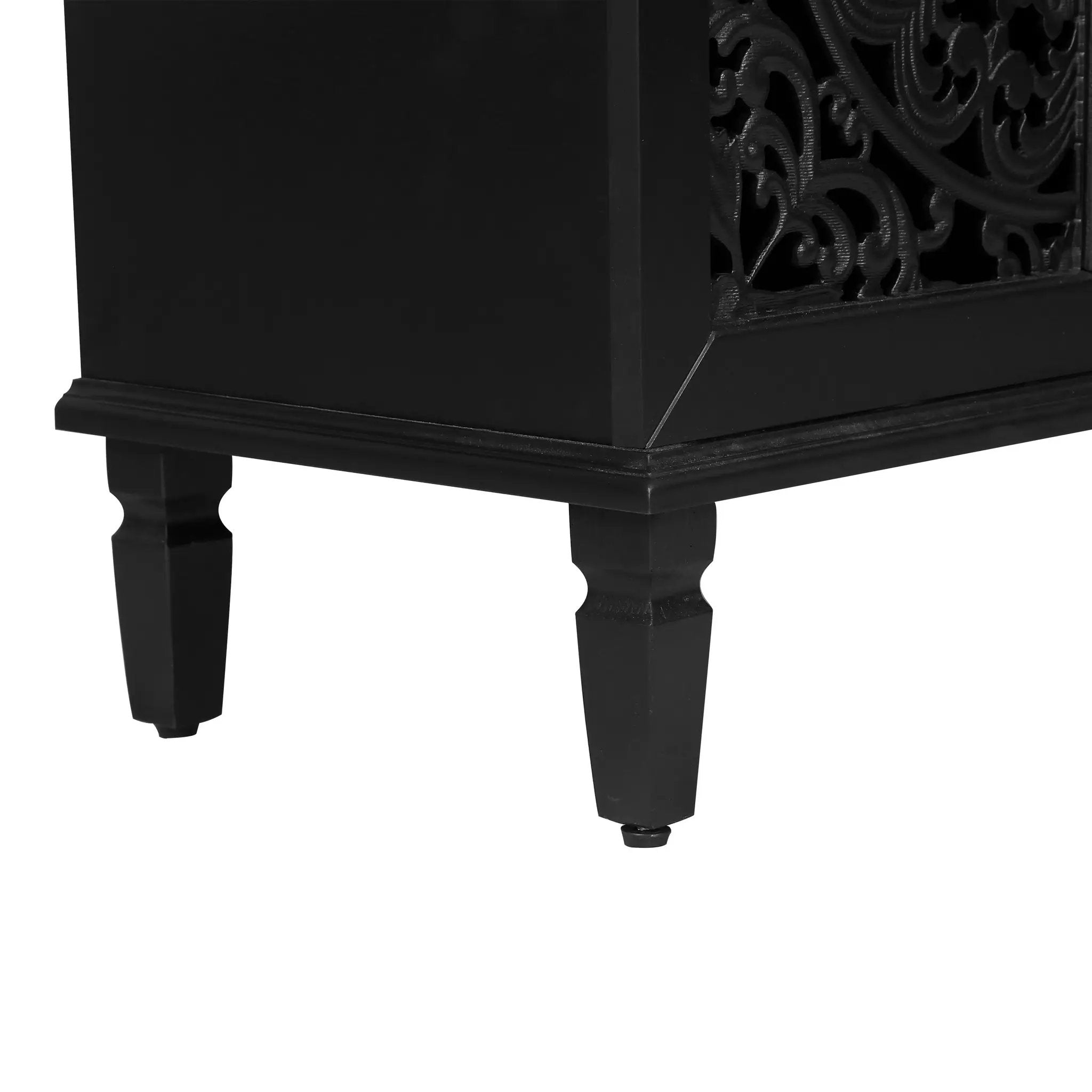 60" Antique Buffet Cabinet with Floral Carvings by HouseOfZazla