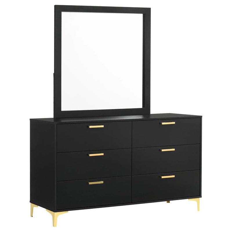 Kendall 6-drawer Dresser with Mirror Black by Unique Piece Furniture