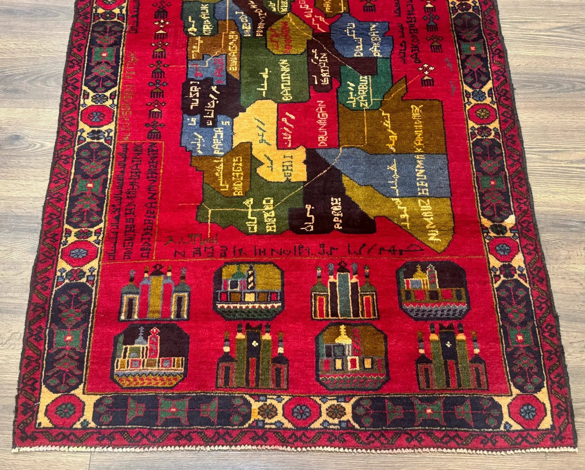 Red Afghan Balouch Rug 3x7, Tribal, Map of Afghanistan Depiction, Handmade, New by Jewel Rugs