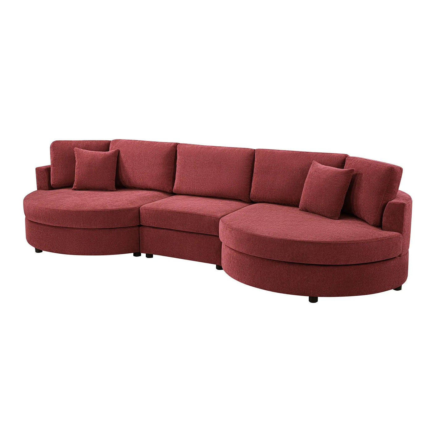 Modern 3 Seater Upholstered Sofa With Curved Design by HouseOfZazla