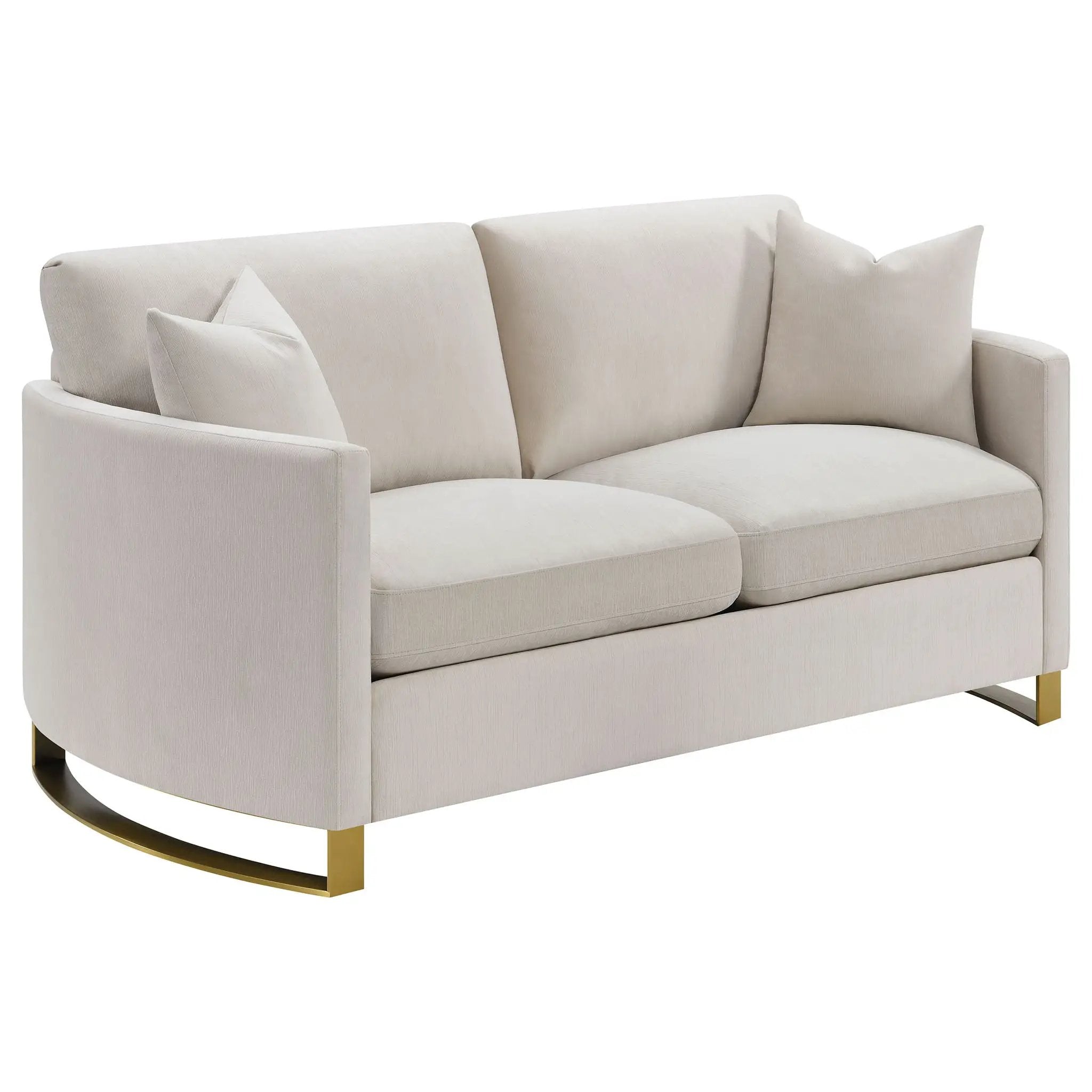 Corliss Upholstered Curved Track Arm Loveseat Beige by Unique Piece Furniture