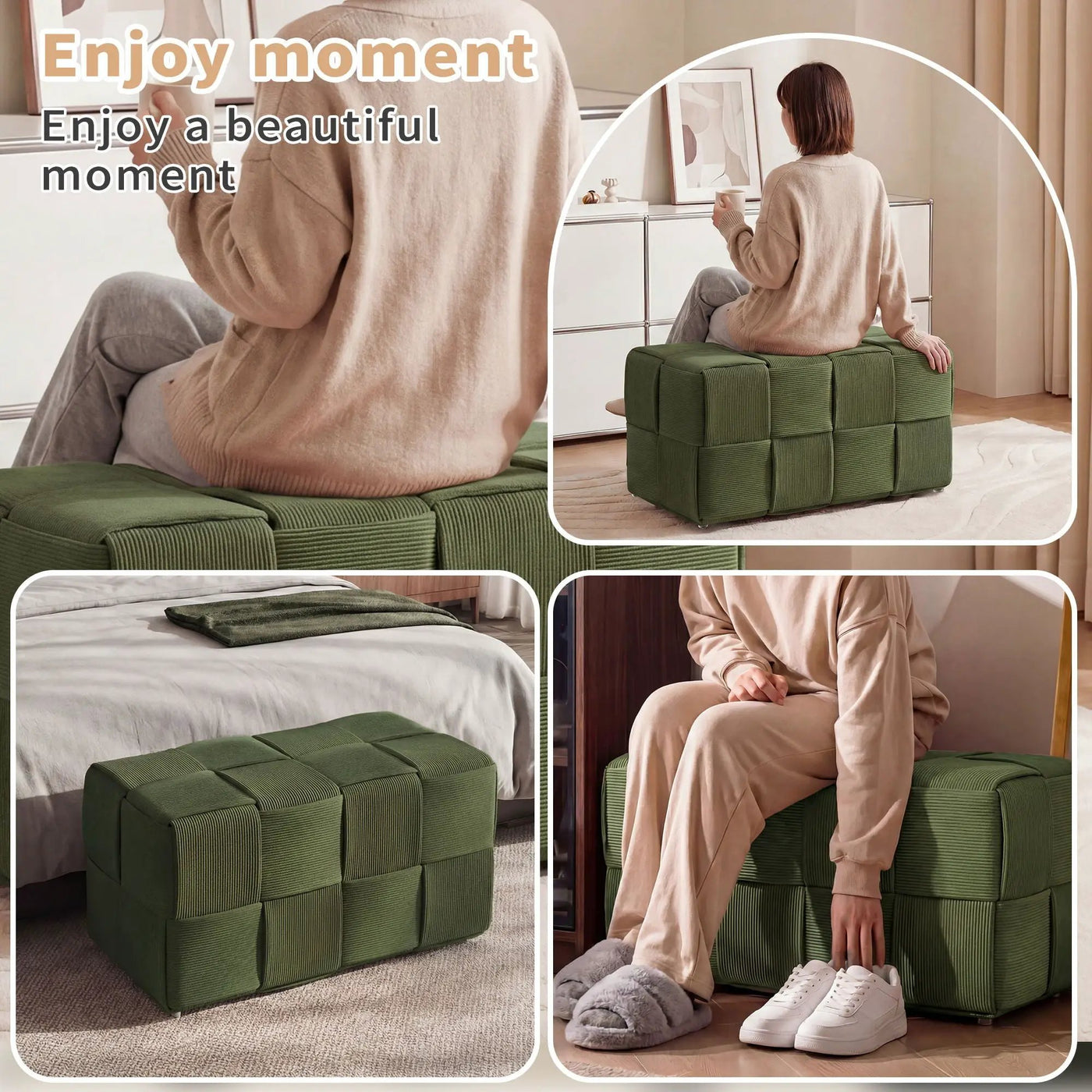 Modern Ottoman Foot Rest With Woven Design by Unique Piece Furniture