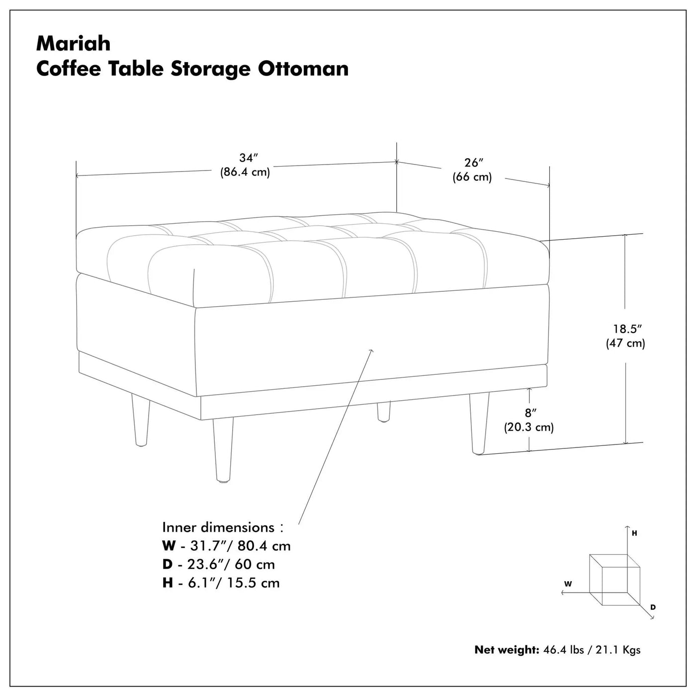 Mariah - Upholstered Lift Top Table Storage Ottoman by Unique Piece Furniture
