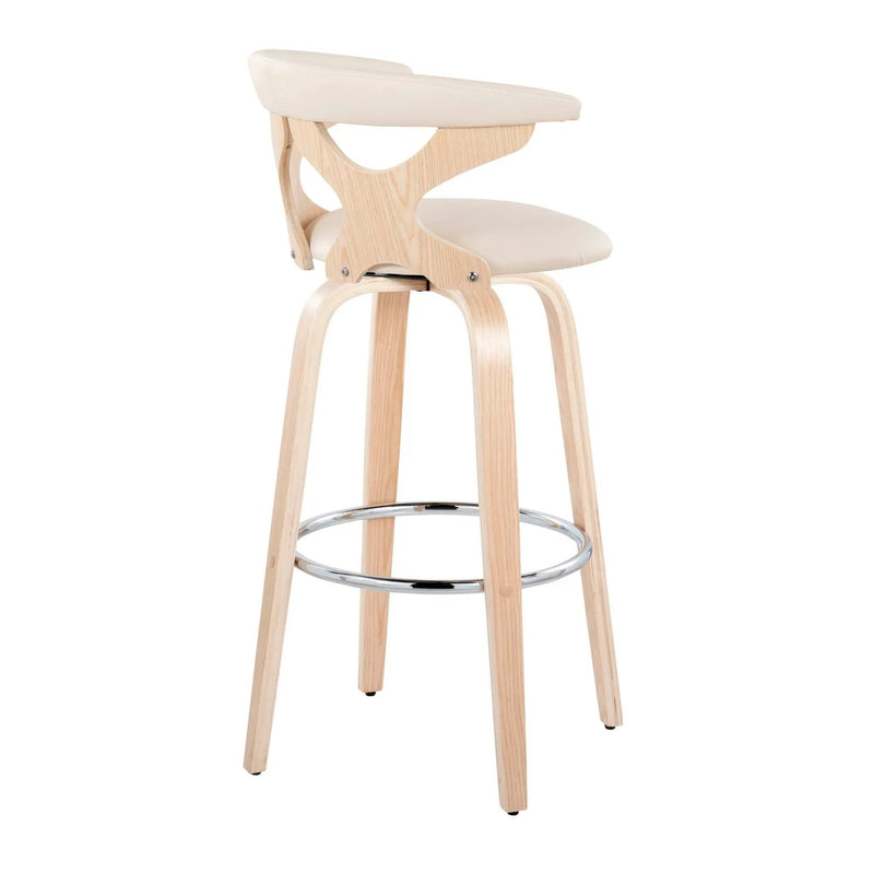 Gardenia - Contemporary Fixed Height Barstool With Swivel With Round Footrest (Set of 2) by HouseOfZazla