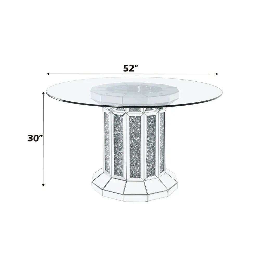 Noralie - Dining Table - Clear Glass Top & Mirrored & Faux Diamonds by Unique Piece Furniture
