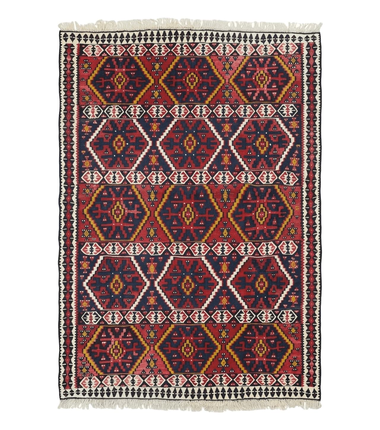 Caucasian Kilim Rug 5x7, Vintage Russian Flatweave Kilim Carpet, Tribal Bohemian Kilim Rug by Jewel Rugs