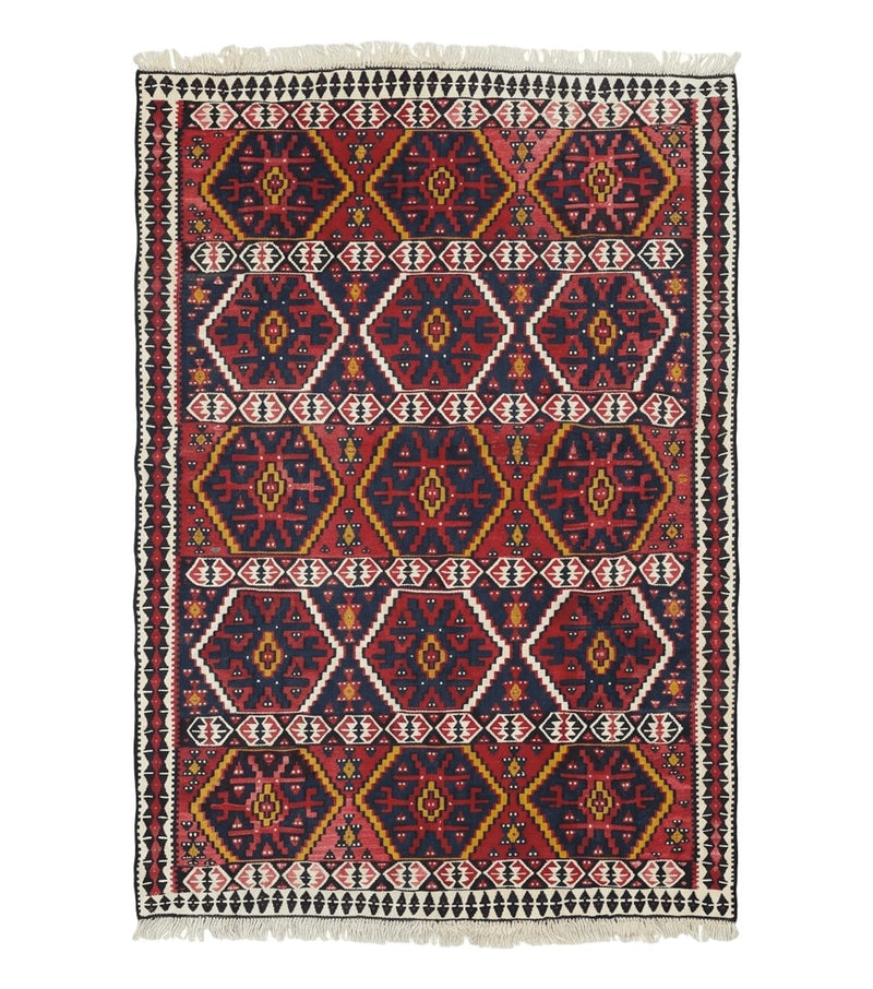 Caucasian Kilim Rug 5x7, Vintage Russian Flatweave Kilim Carpet, Tribal Bohemian Kilim Rug by Jewel Rugs