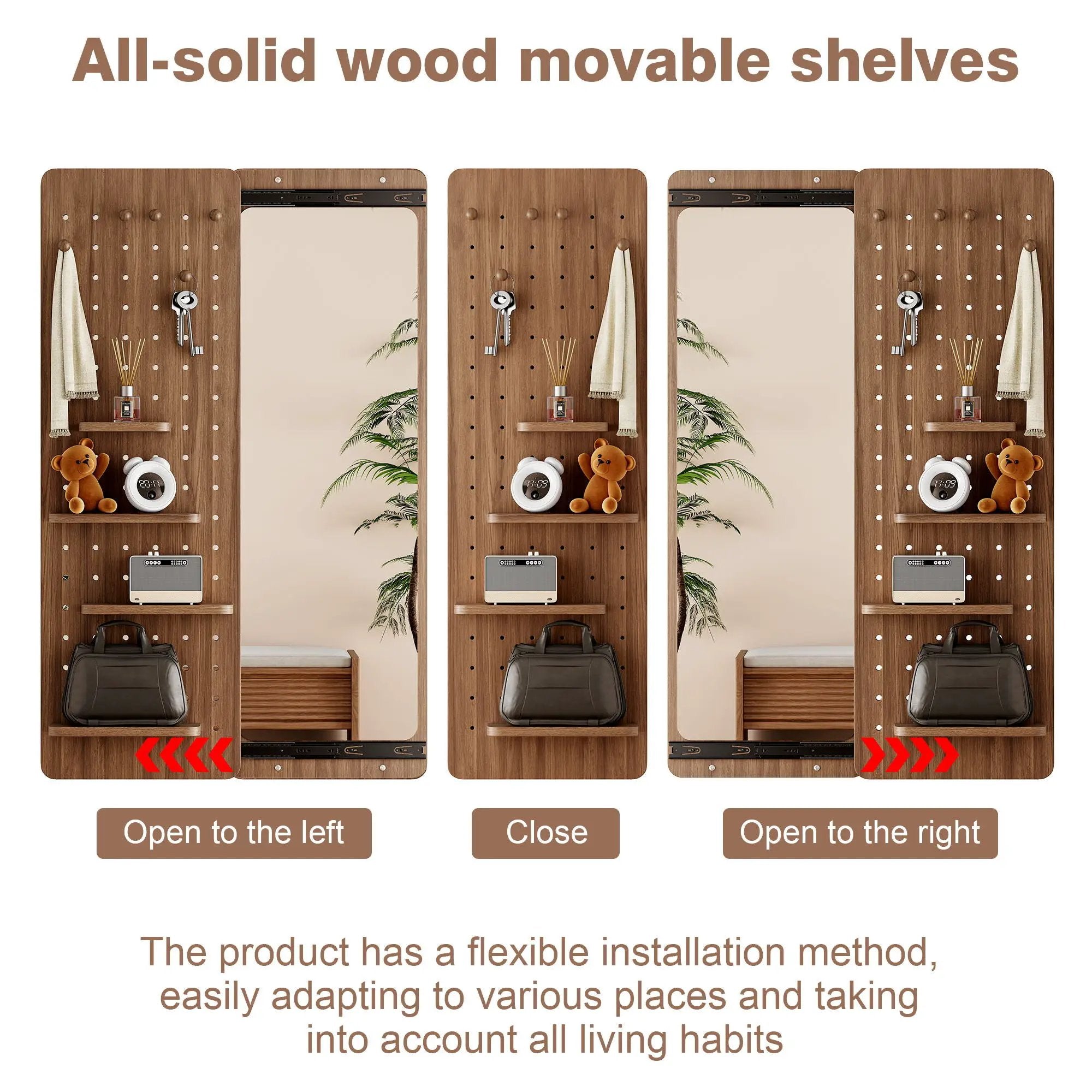Wall Mounted Full Length Mirror With Shelf And Hook by HouseOfZazla