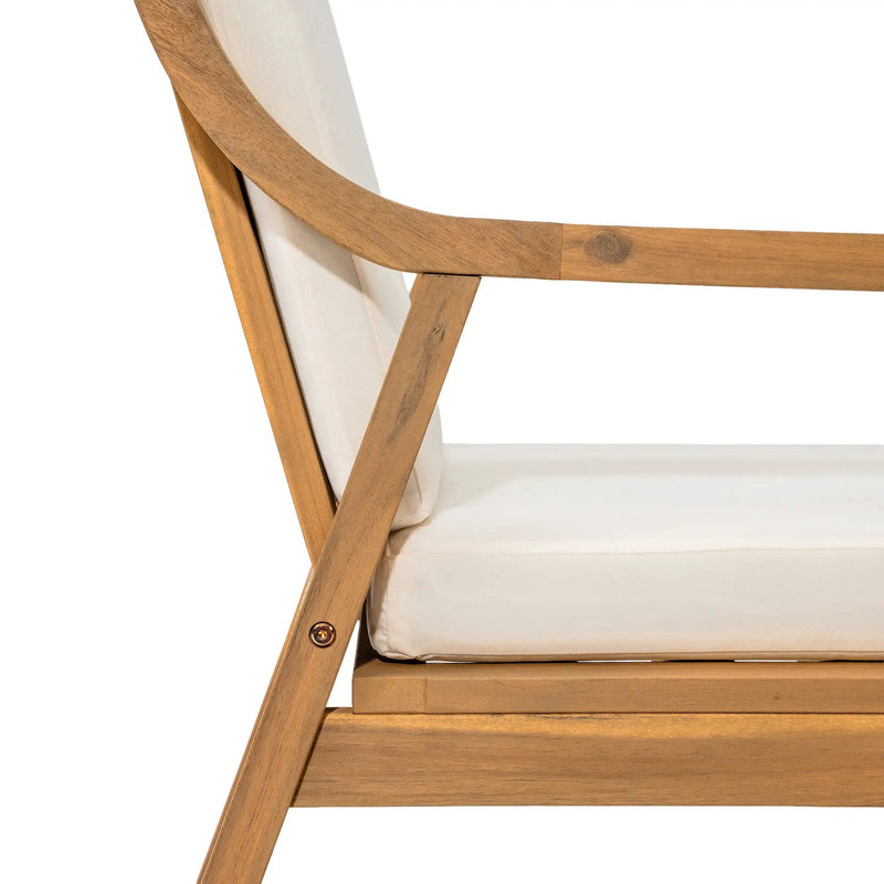 TREXM Patio Dining Chair Set of 2, Wood Outdoor Armchairs with Removable Cushions by HouseOfZazla