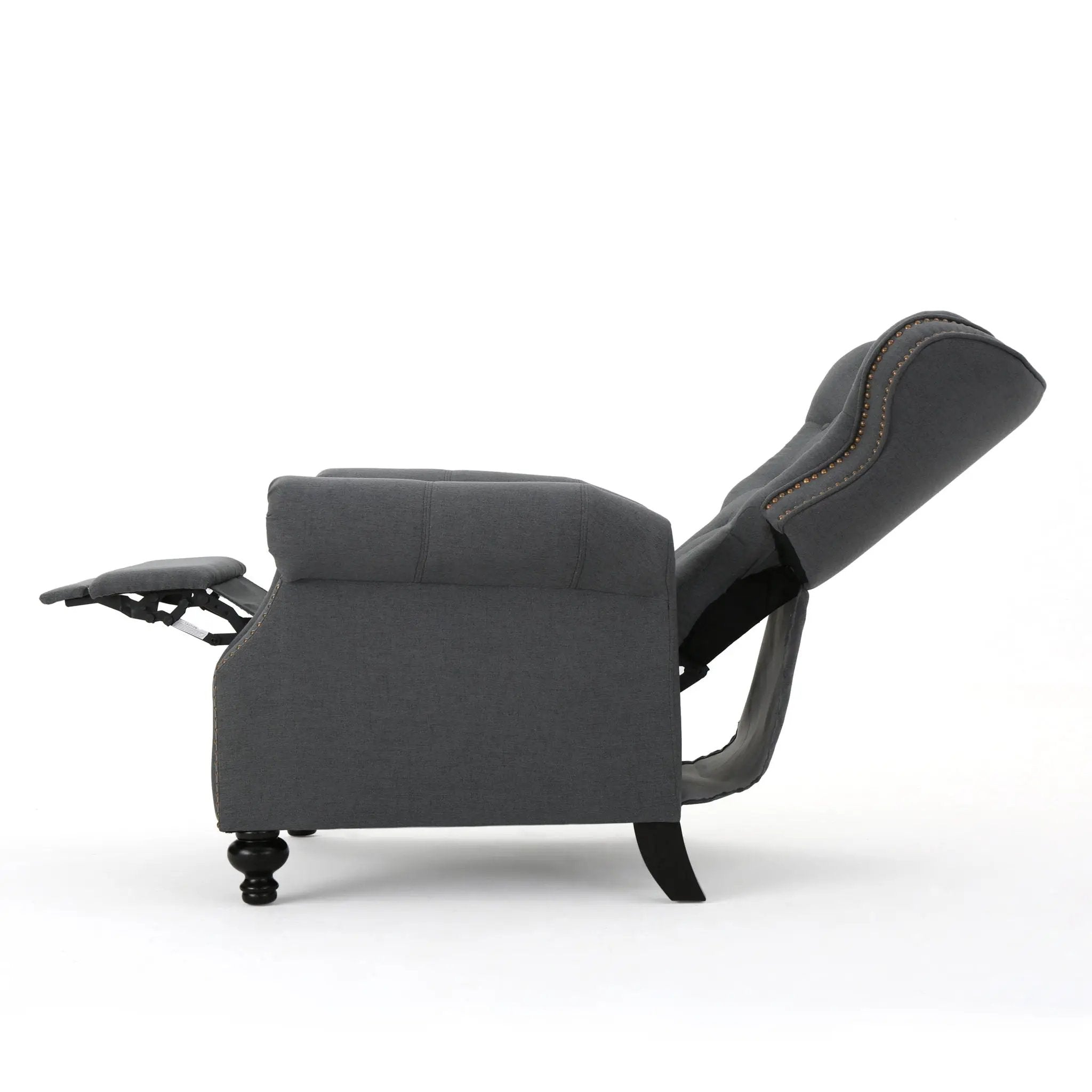 Accented Push Back Recliner Chair With Rolled Arms, Enjoy Cocooning Comfort by Unique Piece Furniture